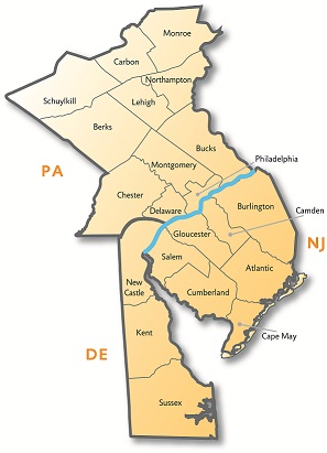 Greater Delaware Valley chapter map